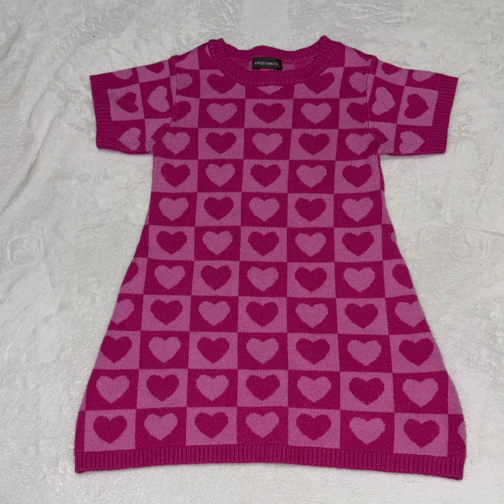 Vince camuto Pink Heart Patterned Dress 2T viscose